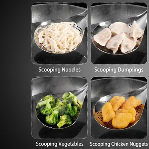 304 Stainless steel skimmer spoon for filtering noodles, vegetables, and fried food