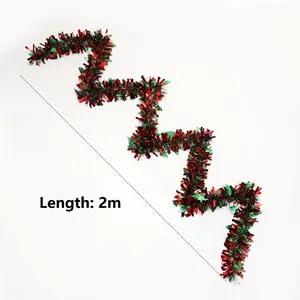 Guirlande de Noël rouge et verte de 2m pour décoration festive de sapin et de fête