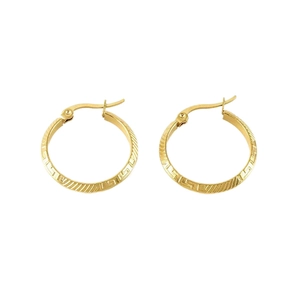Exaggerated 18K gold plated titanium steel hoop earrings with Greek key pattern