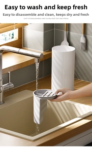 Detail showing the detachable double-layer design of the kitchen utensil holder for easy cleaning