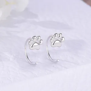 925 Sterling Silver Cat Paw Hook Earrings Cute Minimalist Animal Claw Jewelry For Women Mori Style