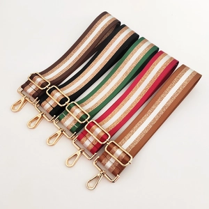 5cm wide adjustable striped bag straps with gold metal hooks in five vibrant colors