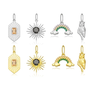 Elegant S925 sterling silver pendants in gold and silver with various gemstone designs