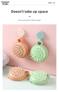 Brosses de massage du cuir chevelu en silicone rose et vert avec crochets muraux