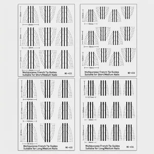 French manicure guide stickers for short to long nails with multiple curves and guide lines
