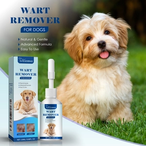 Natural pet wart remover liquid for dogs in 20ml dropper bottle with packaging