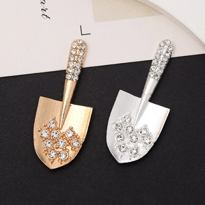 Alloy Rhinestone Shovel Charm For DIY Jewelry Making Phone Case Decoration Sparkling Mini Spaded Tool Pendant