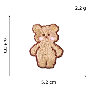 Adhesive cartoon brown bear plush patch for phone decoration, size 6.9cm x 5.2cm