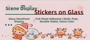 Detailed view of Christmas elk and cartoon boy static stickers with double-sided color