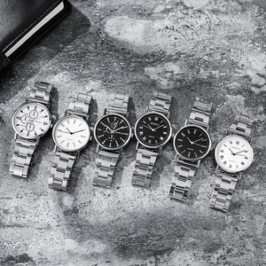 Relojes de cuarzo clásicos para hombre con correa de acero y esferas de estilo negocios