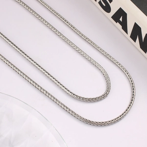 Double-layered silver foxtail chain necklace in premium stainless steel finish