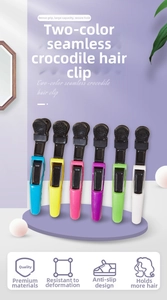Set of 6 colorful crocodile hair clips for professional salon styling and sectioning