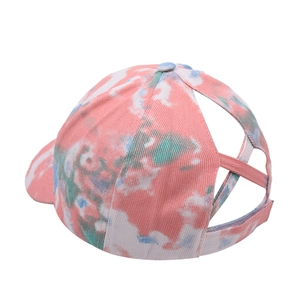 Tie-dye baseballcap voor paardenstaart met elastische kruisbanden voor een hoge knot