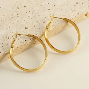 Hoop Earrings Stainless Steel 18K Gold Plated Minimalist Round Circle Fashion Jewelry For Women