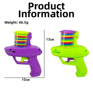 Kids disc shooter toy dimensions showing 13cm height and 10cm length with foam discs