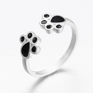 Cute Cat Paw Adjustable Open Ring Animal Design Silver Gold Color Fashion Jewelry Accessory For Women Girls