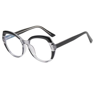 Chic cat-eye TR90 blue light blocking glasses in black and transparent finish