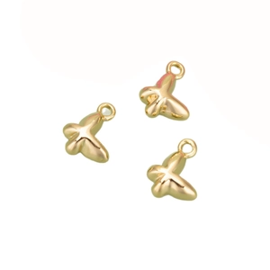 Three 18k gold plated butterfly pendants for DIY jewelry making on white background