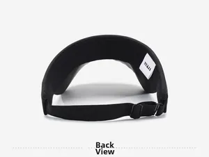 Detail view of the adjustable elastic back strap and black buckle on this sun visor cap