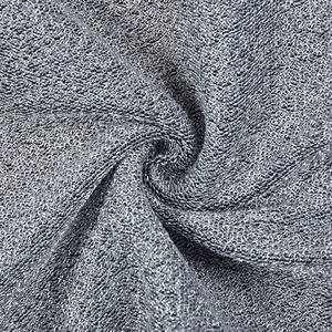 Macro detail of silver metallic knit fabric with shiny textured boucle finish for bodysuits