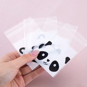 Transparent self-adhesive gift bags with cute panda patterns for cookies and candy