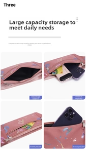 Pink waterproof fitness waist bag with multiple pockets for phone and power bank