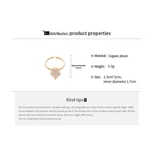 Detailed size chart and specifications of the gold-plated oval zircon open ring