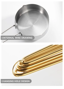 Detail of internal wire drawing finish and hanging hole design on stainless steel cups