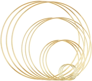 Multiple sizes of gold metal rings for DIY dream catchers and wedding decorations