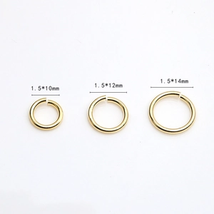 Three sizes of 1.5mm gold plated jump rings 10mm 12mm 14mm for DIY jewelry making