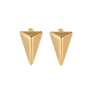 Elegant gold stainless steel long rhombic geometric stud earrings for women on white