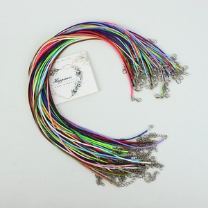 Colorful waxed cord necklace set with metal lobster clasps and extension chains
