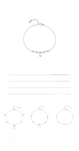 Comparison chart of S925 sterling silver bracelets with star and clover charms in silver and gold
