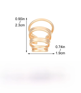 Detailed dimension guide for multi-layer gold ear cuffs with copper material and weight info