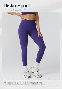 Detailed side view of high waist seamless yoga leggings with ribbed waistband
