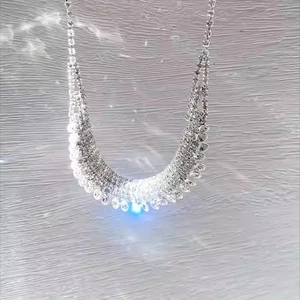 Elegant multi-row rhinestone fringe necklace with luxurious silver finish for women