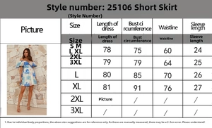 Tableau des tailles indiquant longueur, poitrine, taille et manches pour robe femme