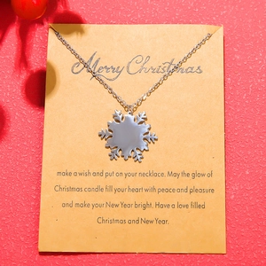 Christmas Snowflake Snowman Pendant Necklace Alloy Clavicle Chain Winter Holiday Jewelry Gift For Women Girls