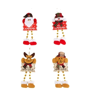 Christmas hanging plush ornaments set with Santa, Snowman, Reindeer, Bear and bells