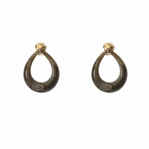 Elegant drop resin earrings with smoky marble texture and golden metal accents