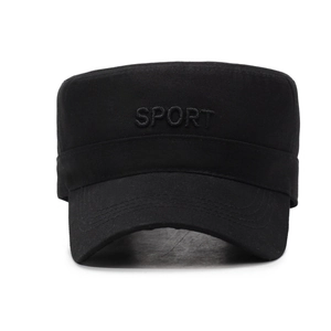 Classic black cotton cadet cap with SPORT embroidery for outdoor sports and sun protection