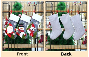 Three-piece Christmas stockings set with Santa, Snowman and Polar Bear 3D appliques