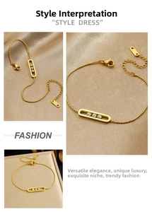 Macro detail of gold-plated stainless steel bead chain with three sliding diamonds