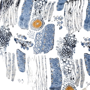 Exotic retro blue and white porcelain totem pattern scarf with cotton linen texture