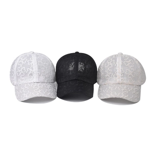 Lace breathable baseball caps for women in white, black and grey colors set