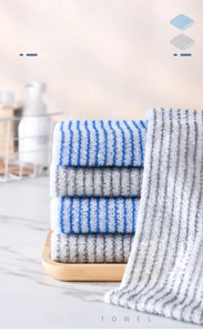 Detail of AG+ silver ion antibacterial exfoliating bath towel with striped texture