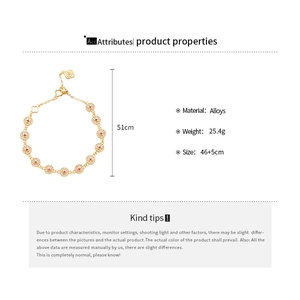 Detailed view of 18K gold plated zircon circular bracelet with size and weight info.
