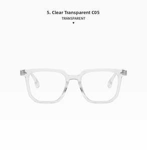 Vue détaillée des lunettes à monture carrée transparente en finition brillante C05