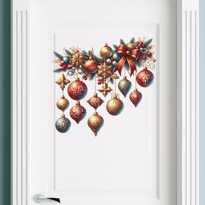 Christmas Ball Wall Sticker PVC Self Adhesive Waterproof Door Mural Holiday Home Decoration Festive Ornaments Window Decal