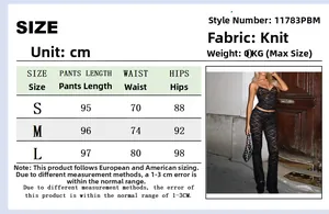 Guía de tallas para el conjunto de encaje y lentejuelas con top y pantalón campana